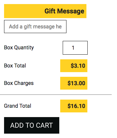 gift message add to cart build-a-basket